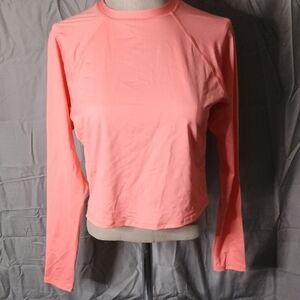 Kona Sol Orange Pink Long Sleeve Bathing Suit Top